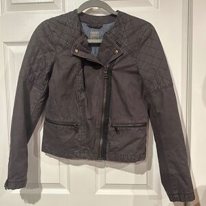 Gap Quilted Moto Jacket - Coal Gray Black size 4